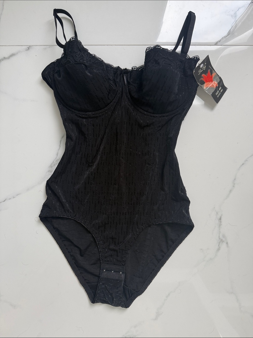NWT Lily Black Lace Underwire Bodysuit 40 D